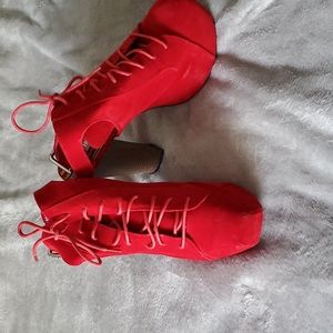 Jeffrey Campbell **INSPIRED** Red Open Heeled Bootie